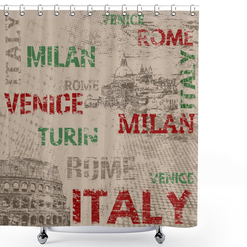 Personality  Typographic Poster Design With Italy Shower Curtains