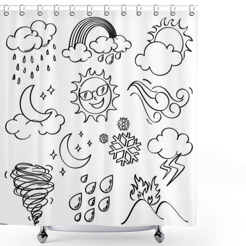 Personality  Weather Icons Collection Shower Curtains