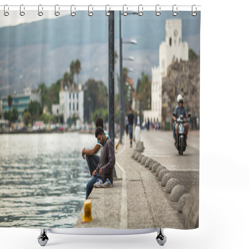 Personality  Unidentified Refugees In Kos,Greece Shower Curtains