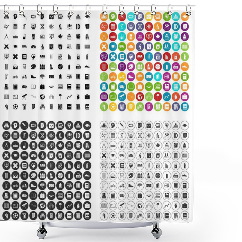 Personality  100 School Icons Set Vector Variant Shower Curtains