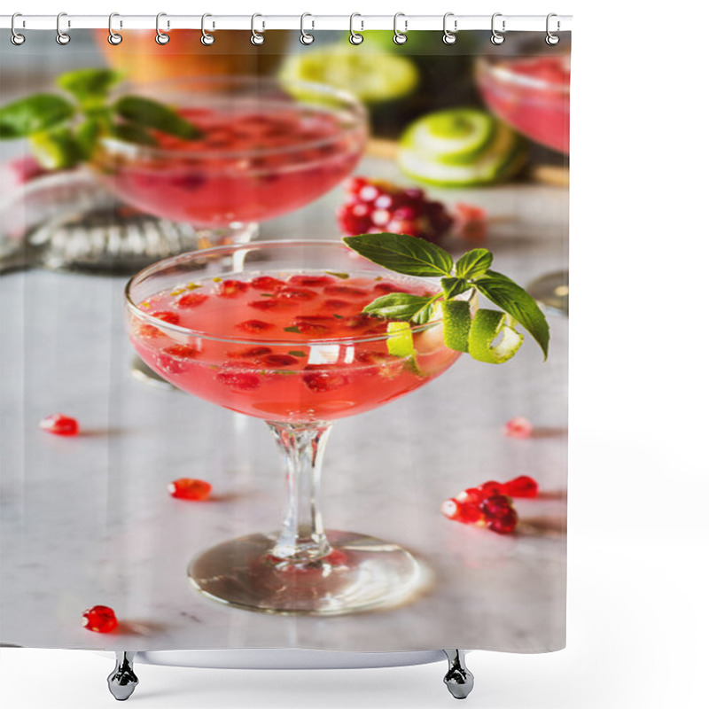 Personality  Pomegranate Basil Martinis Or Gin Smash Cocktails With Ingredients Shower Curtains