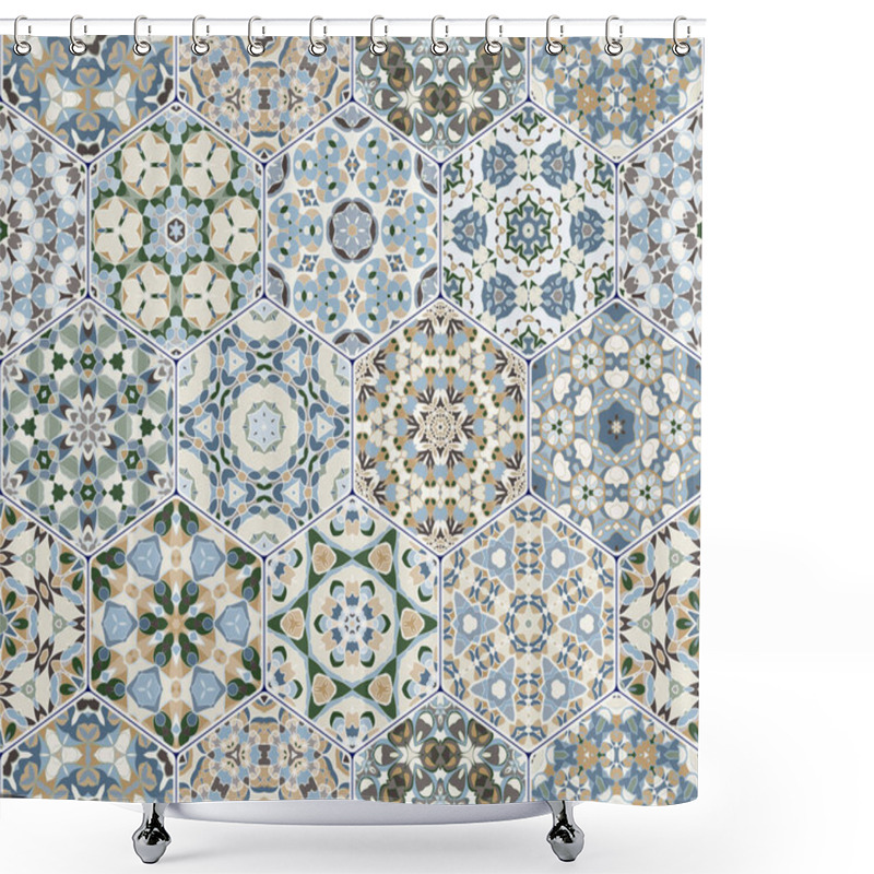 Personality  Vector Set Of Hexagonal Patterns. Shower Curtains