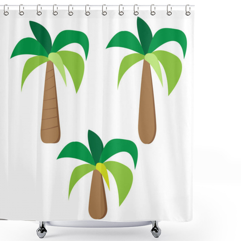 Personality  Set Of Palm Trees In Simple Flat Style Shower Curtains