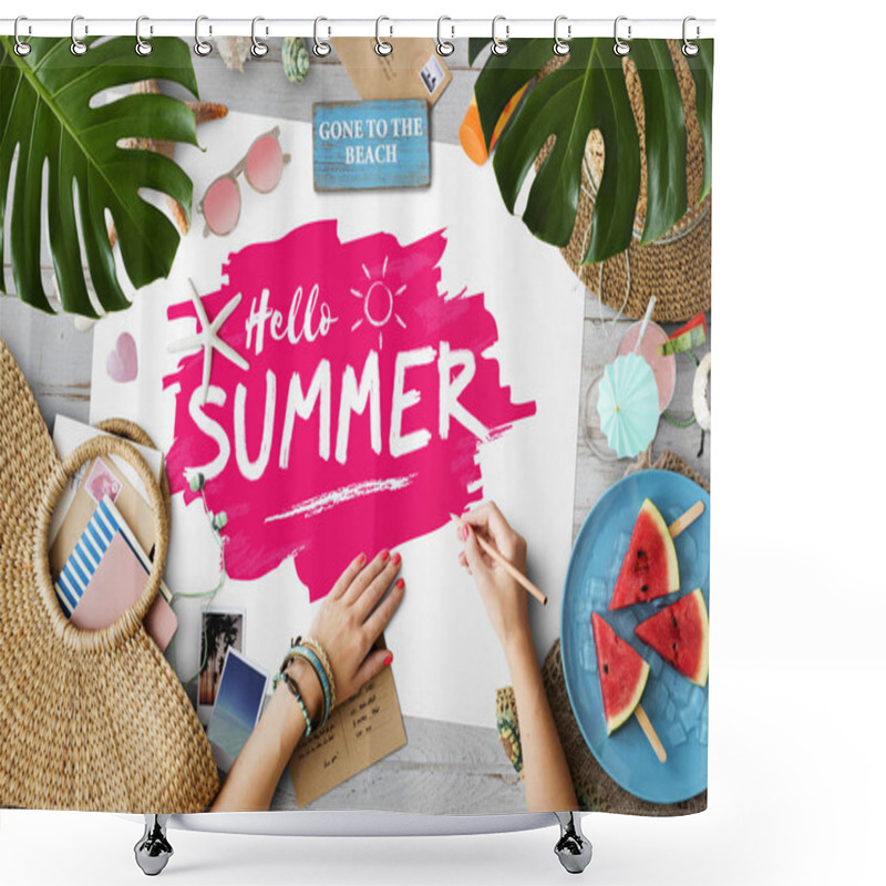 Personality  Woman Writing Summer Card Shower Curtains