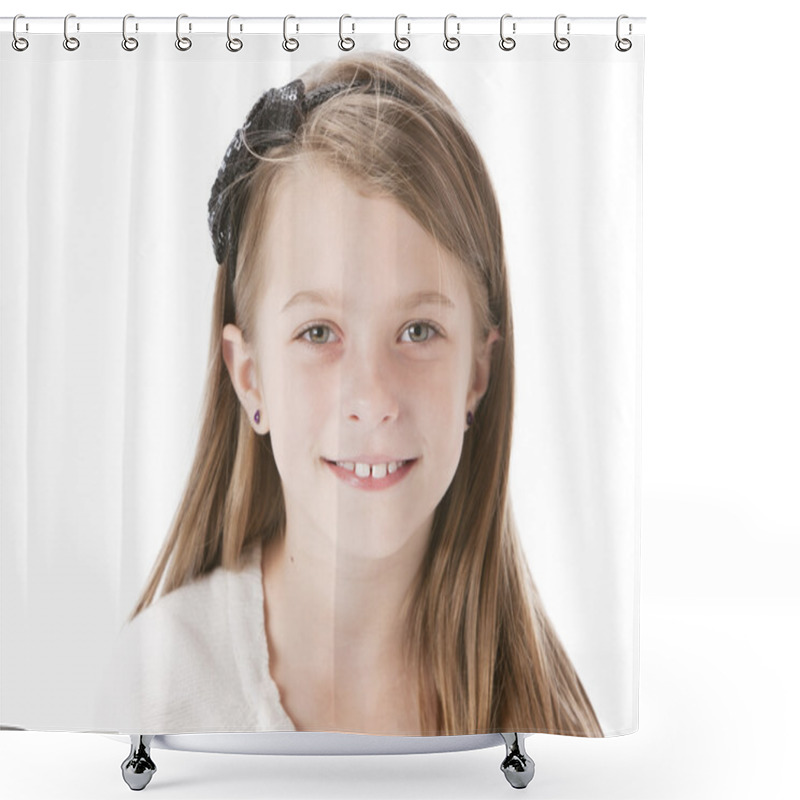 Personality  Smiling Caucasian Little Girl Shower Curtains