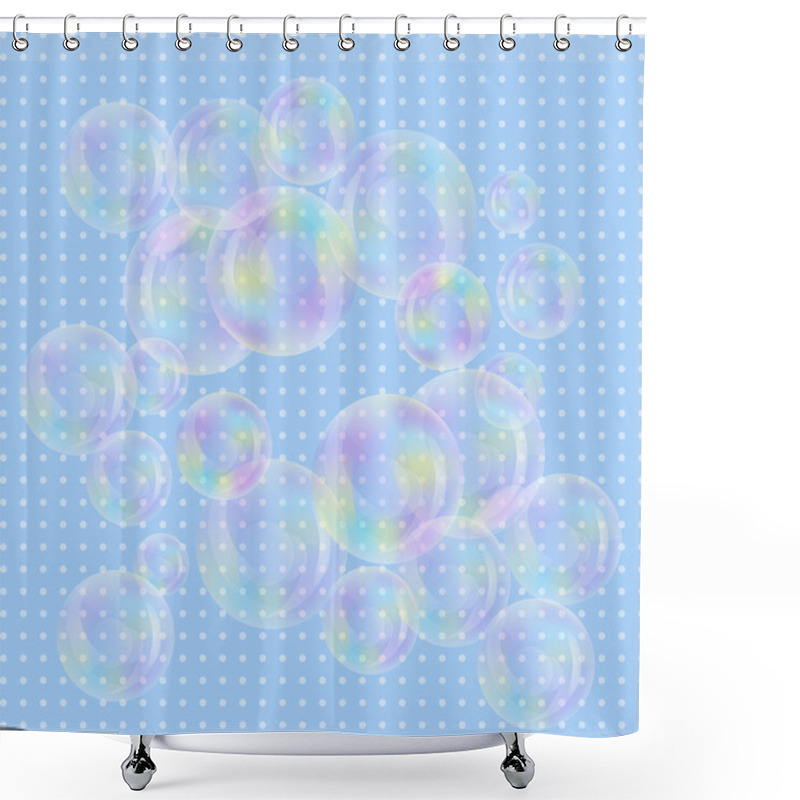 Personality  Realistic Soap Bubbles With Rainbow Reflection Set Isolated - Vector Illustration Shower Curtains