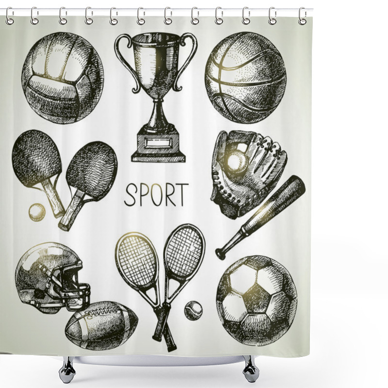 Personality  Hand Drawn Sports Set. Shower Curtains