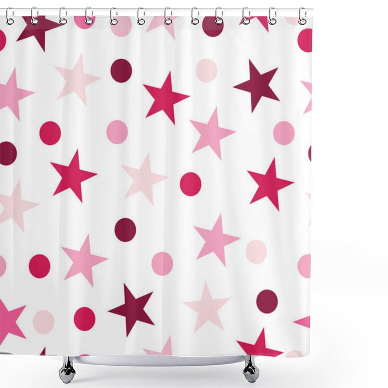 Personality  Seamless Pattern With Stars And Dots In Pink Shades  Shower Curtains