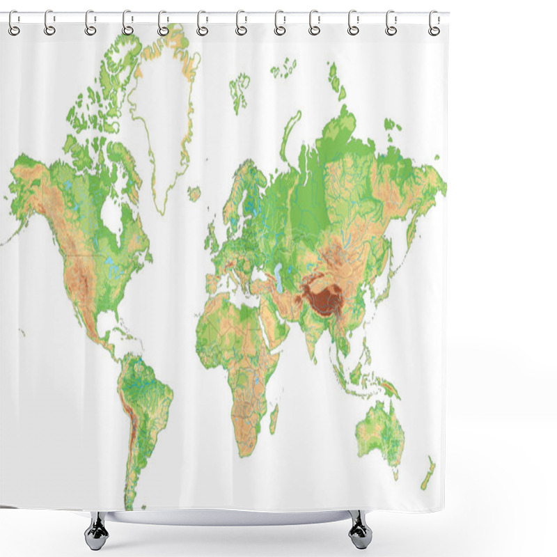 Personality  Highly Detailed World Map. Shower Curtains