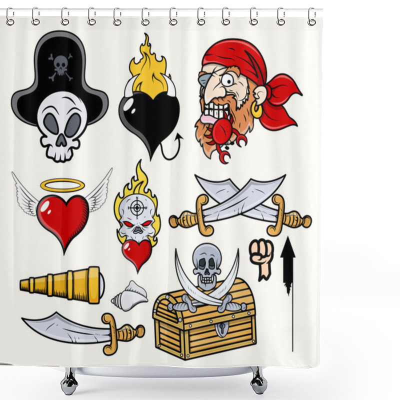 Personality  Pirates Cartoons Shower Curtains