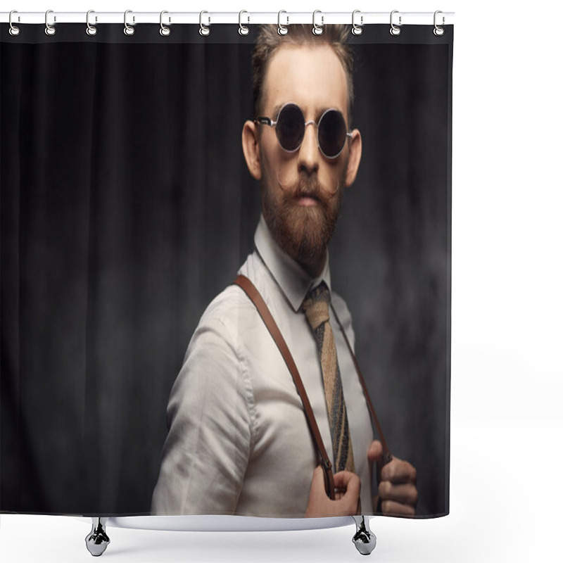 Personality  Emotional Man With Mustaches And Beard Shower Curtains