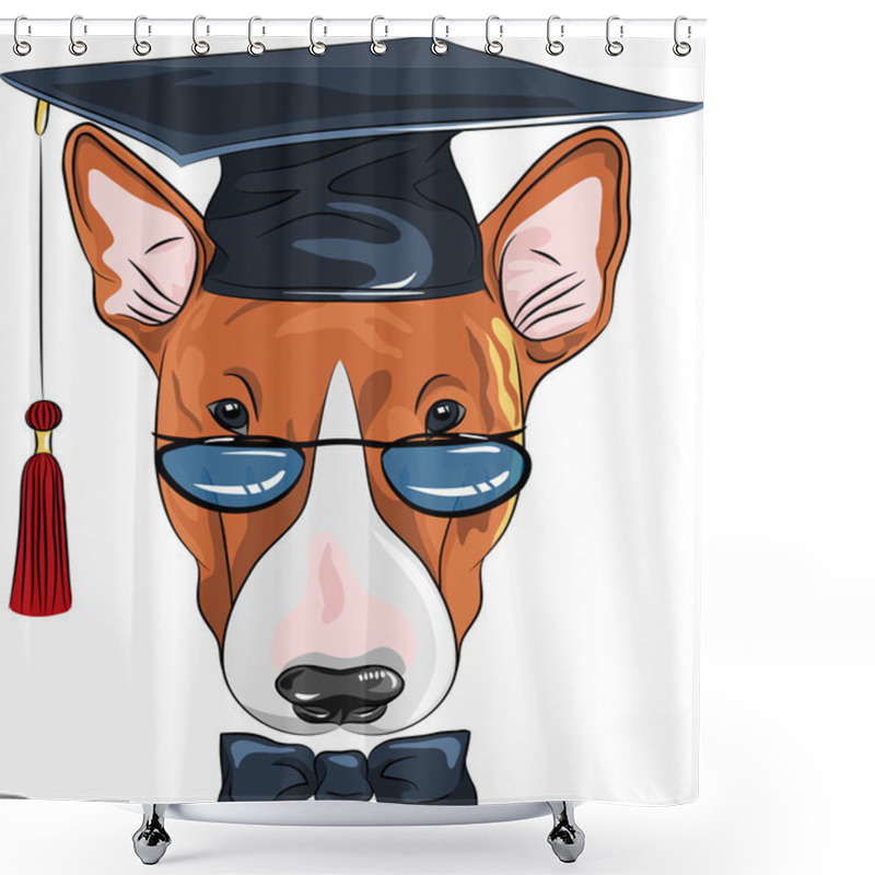 Personality  Vector Funny Graduated Dog Bullterrier Shower Curtains