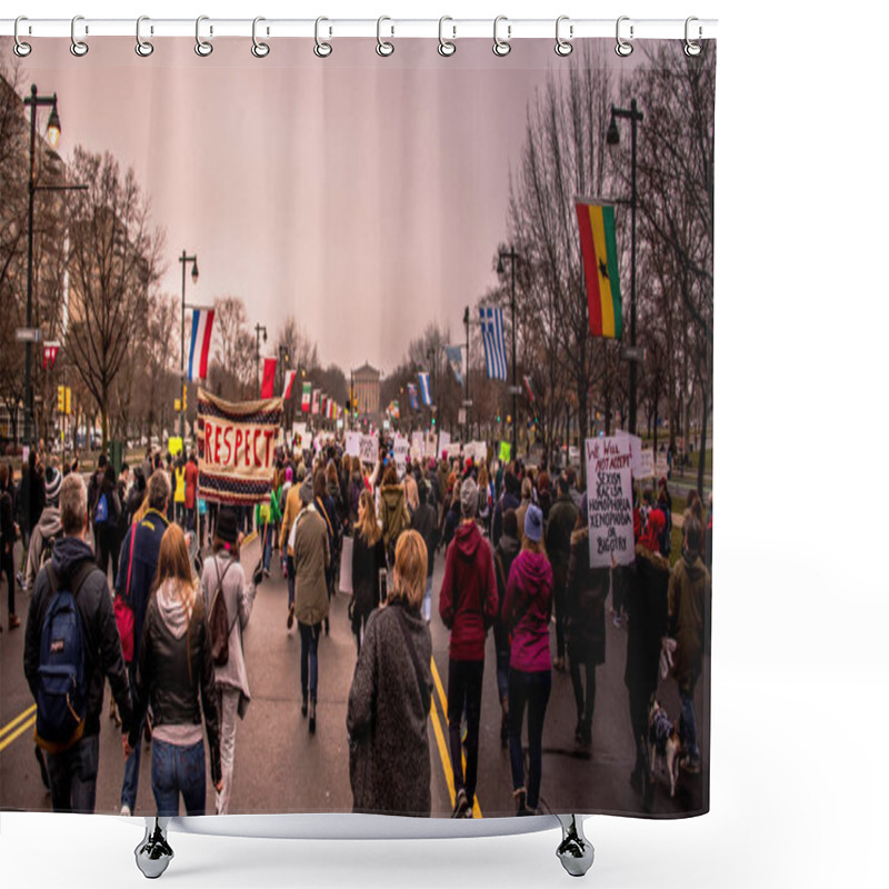 Personality  Women's March In Philadelphia Shower Curtains