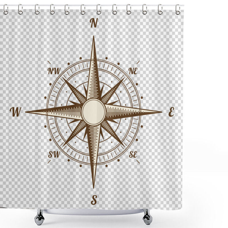 Personality  Vector Compass. Height Quality Illustration. Old Style. West, East, North, South. Wind Rose Simple Isolated Shower Curtains