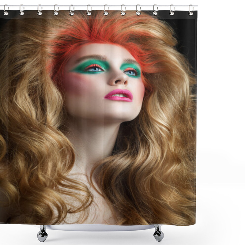 Personality  Woman With Luxuriant Hair Shower Curtains