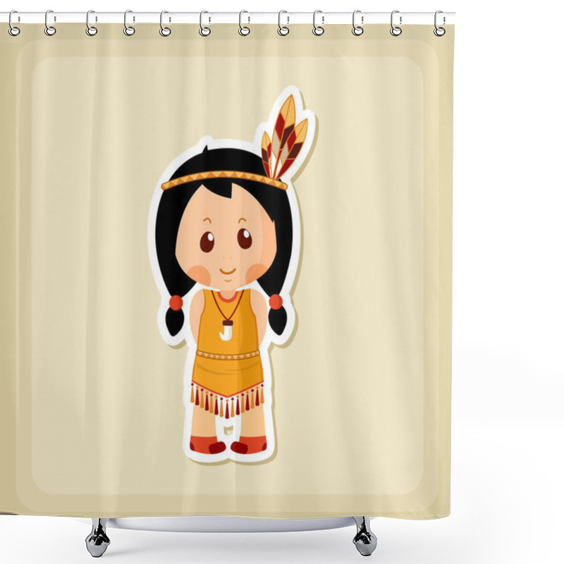 Personality  American Indian Children Icon, Thanksgiving Day Shower Curtains