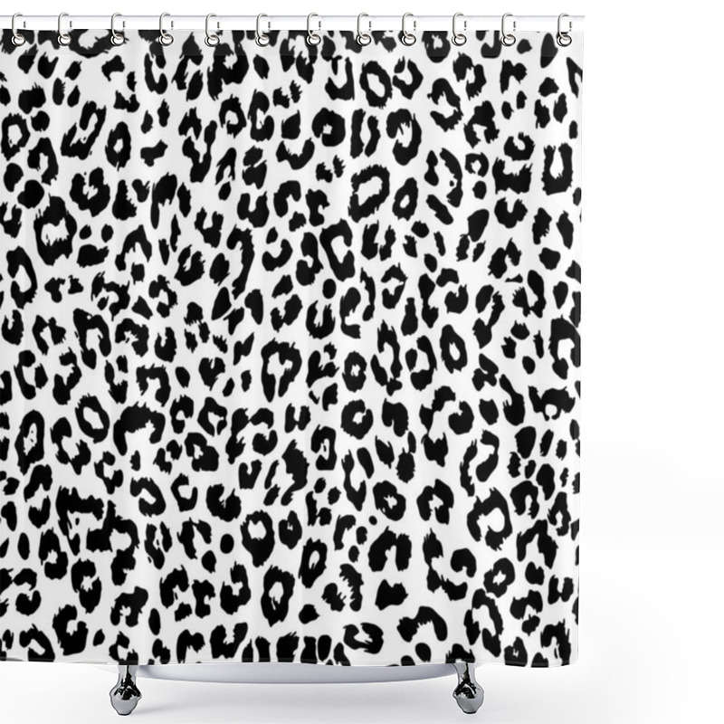 Personality  Vector Seamless Pattern. Leopard Black And White Skin Texture Shower Curtains