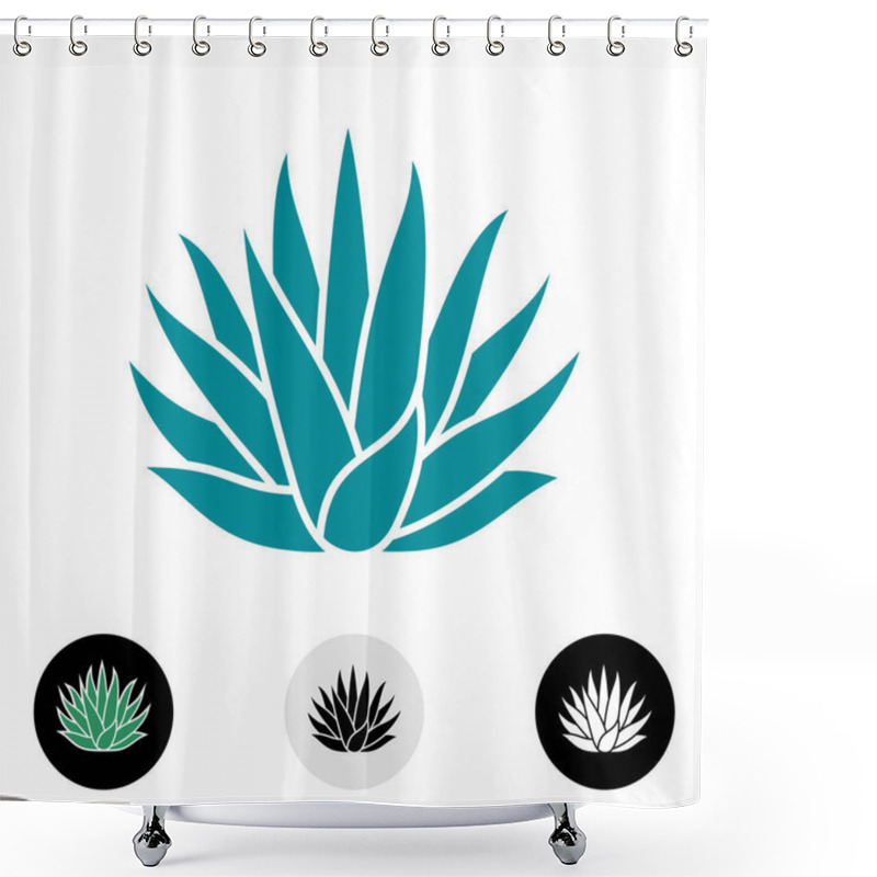 Personality  Blue Agave Plant Vector Silhouette. Shower Curtains