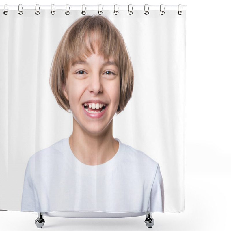 Personality  Little Girl In White T-shirt Shower Curtains