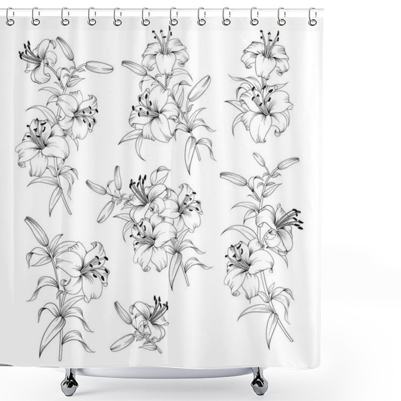 Personality  Collection Of Lily Flowers. Shower Curtains