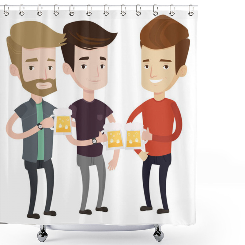 Personality  Group Of Friends Enjoying Beer At Pub. Shower Curtains