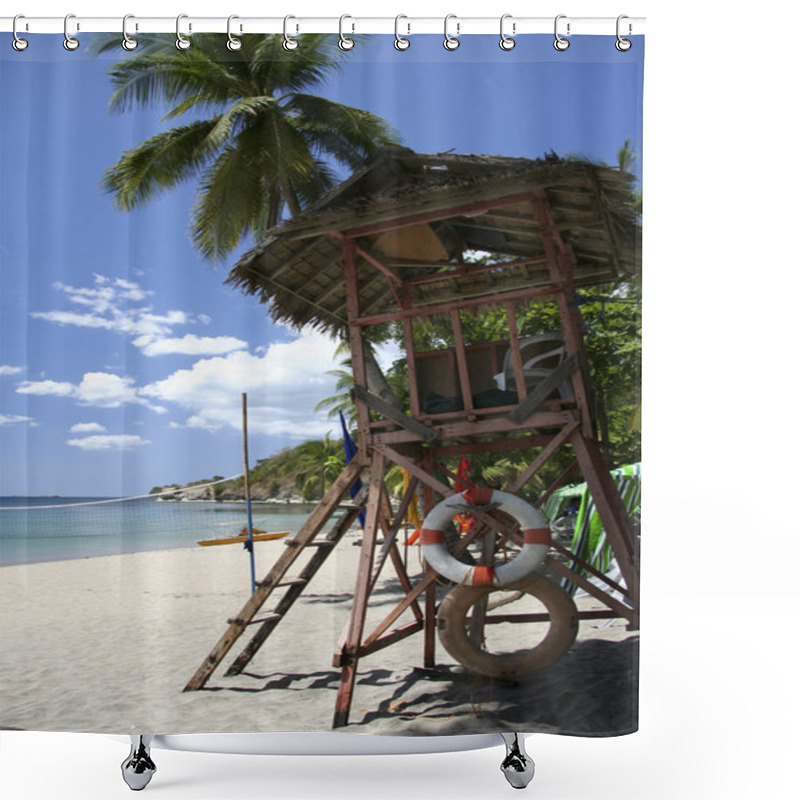 Personality  Lifeguard Tower Shower Curtains