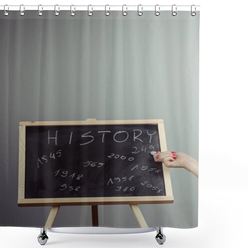 Personality  History, Written With White Chalk On A Blackboard. Shower Curtains