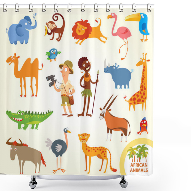 Personality  Set Funny African Little Animals Shower Curtains