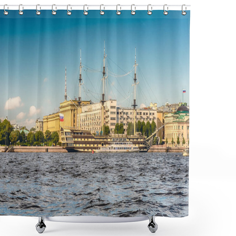 Personality  View Of The Frigate Grace, St. Petersburg, Russia  Shower Curtains