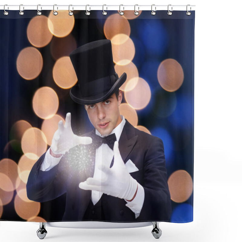 Personality  Magician In Top Hat Showing Trick Shower Curtains