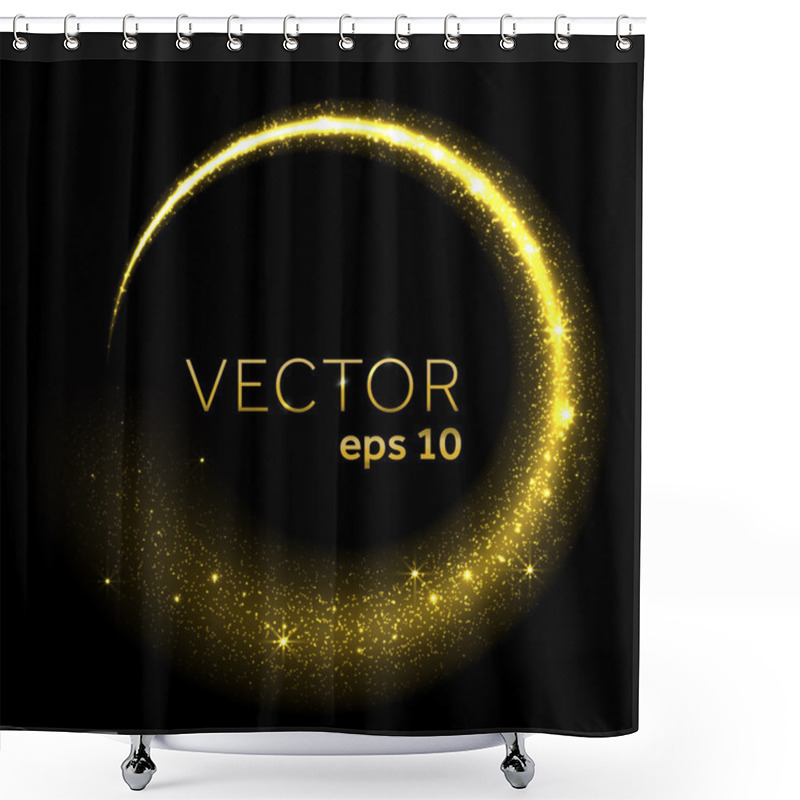 Personality  Gold Glittering Star Dust Circle Shower Curtains