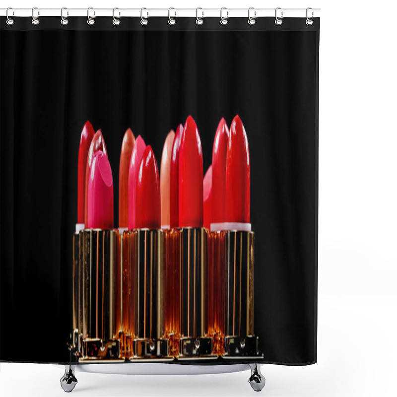 Personality  Set Of Different Lipsticks Isolated On Black Shower Curtains