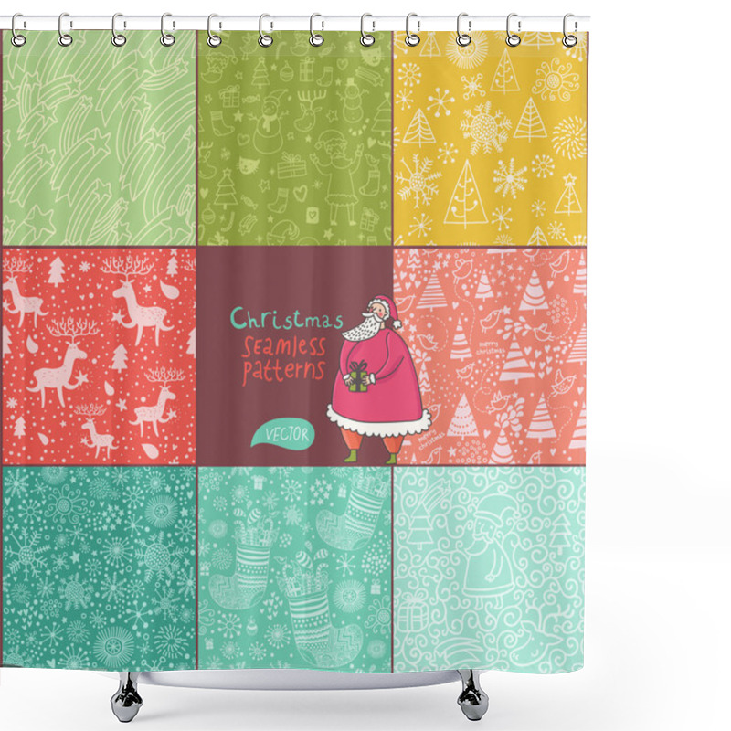 Personality  Set Of Christmas Patterns (seamlessly Tiling). Can Be Use For Christmas Card Design Shower Curtains