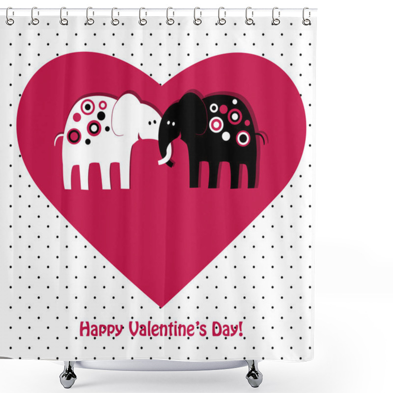 Personality  Cute Elephants In Love Shower Curtains