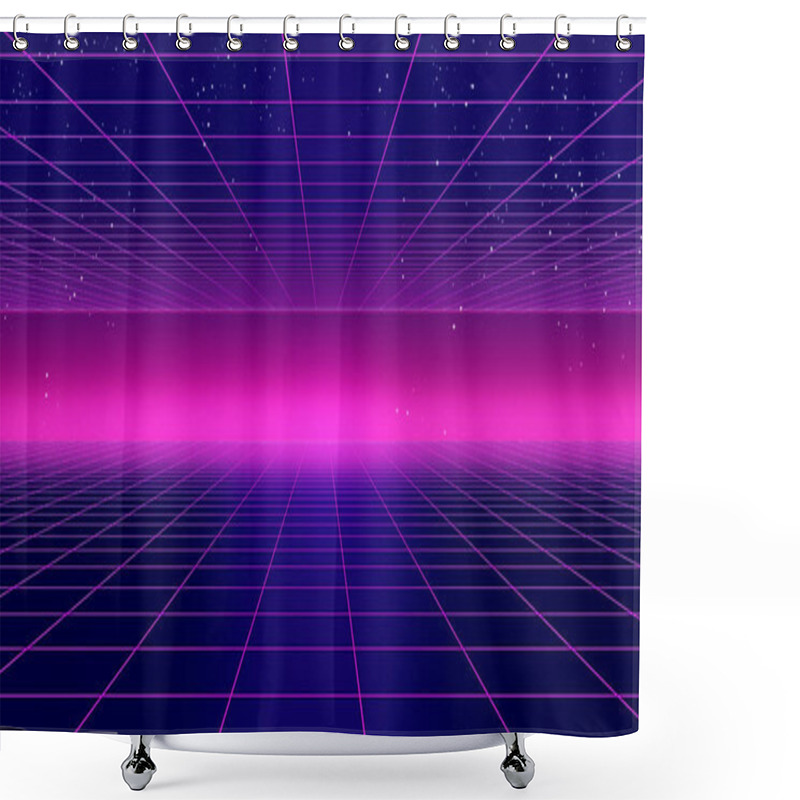 Personality  Retro Futuristic Background 1980s Style 3d Illustration. Shower Curtains