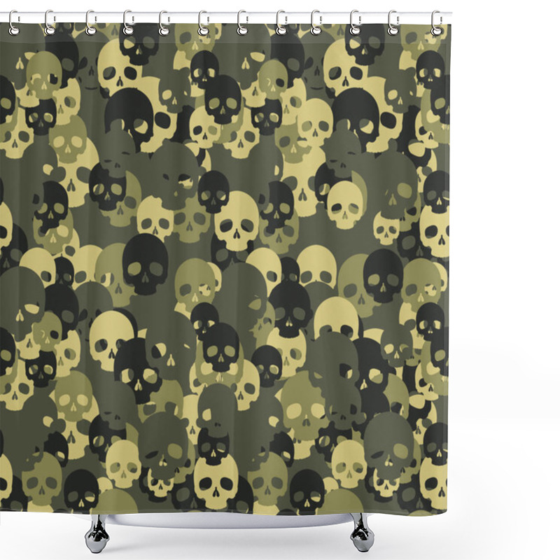 Personality  Skull Camo Seamless Pattern. Green Camouflage. Vector Background For Your Design. Shower Curtains