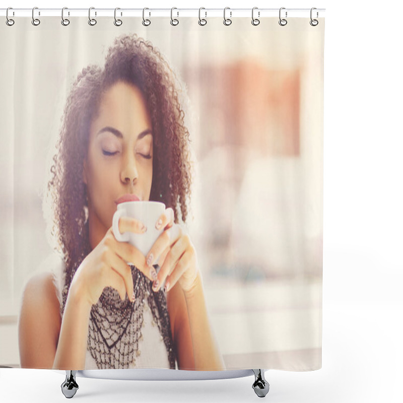 Personality  Young Woman Relaxing Shower Curtains