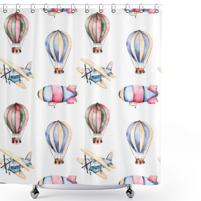 Personality  Seamless Pattern With Air Balloons Shower Curtains