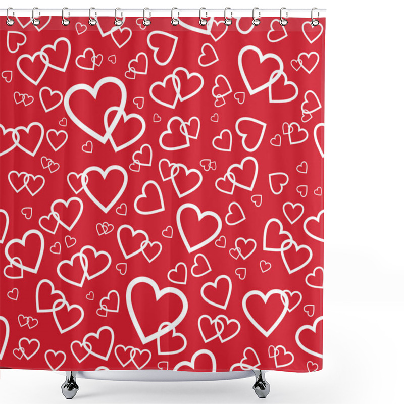 Personality  Vector Red Seamless Pattern With Random Hearts Shower Curtains