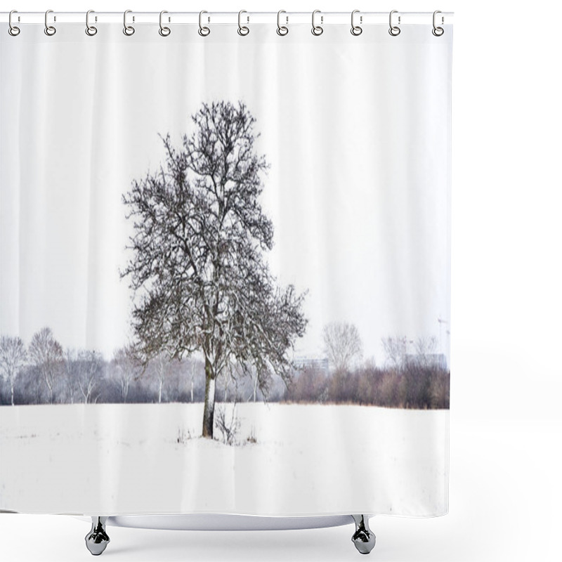 Personality  Flatland With Snow In Winter With Trees Shower Curtains