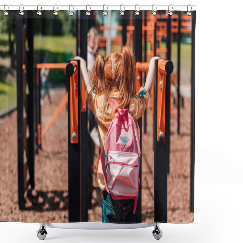 Personality  Redhead Child On Playground Shower Curtains