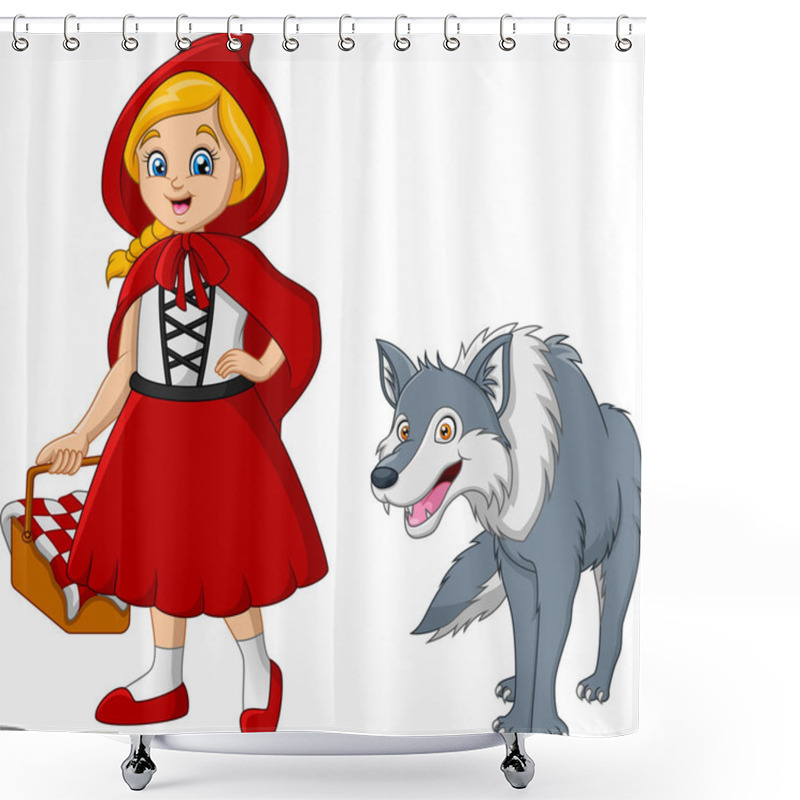 Personality  Little Red Riding Hood With Wolf Shower Curtains