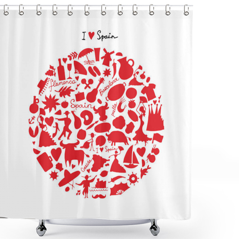 Personality  Spain, Icons Collection. Sketch For Your Design Shower Curtains