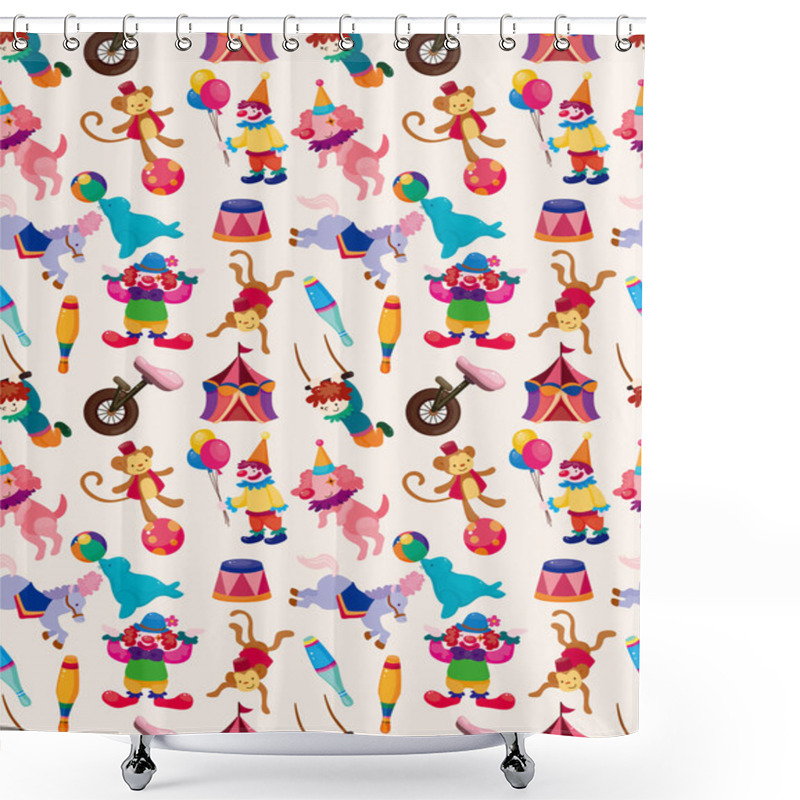 Personality  Cartoon Happy Circus Seamless Pattern Shower Curtains