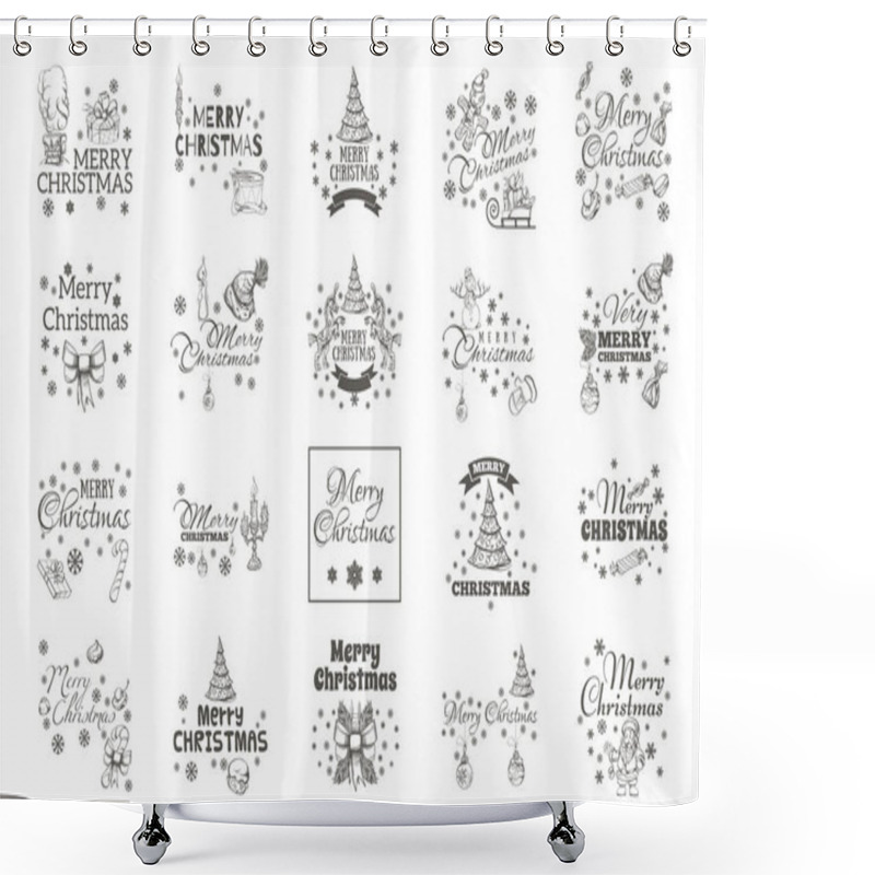 Personality  Frame With Decorative Design Elements For Christmas And New Year. Shower Curtains