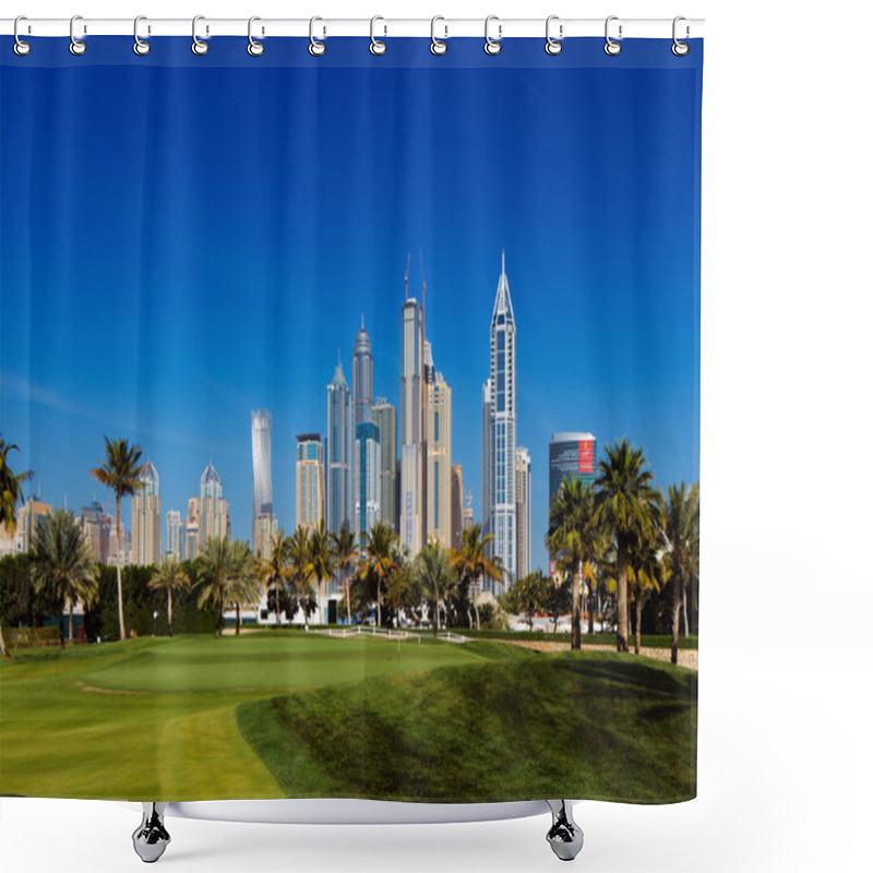 Personality  A Cityscape View Of Dubai Marina In United Arab Emirates Shower Curtains