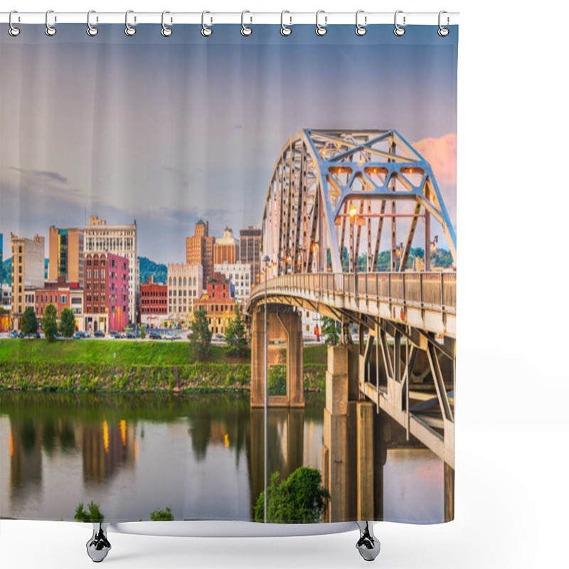 Personality  Charleston, West Virginia, USA Downtown Skyline On The River At Dusk. Shower Curtains