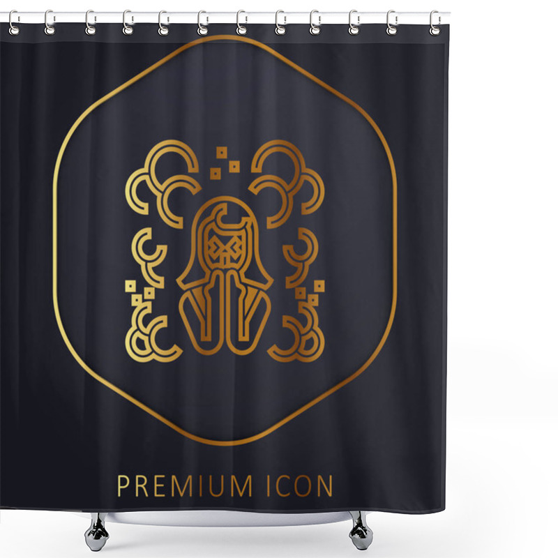 Personality  Air Pollution Golden Line Premium Logo Or Icon Shower Curtains