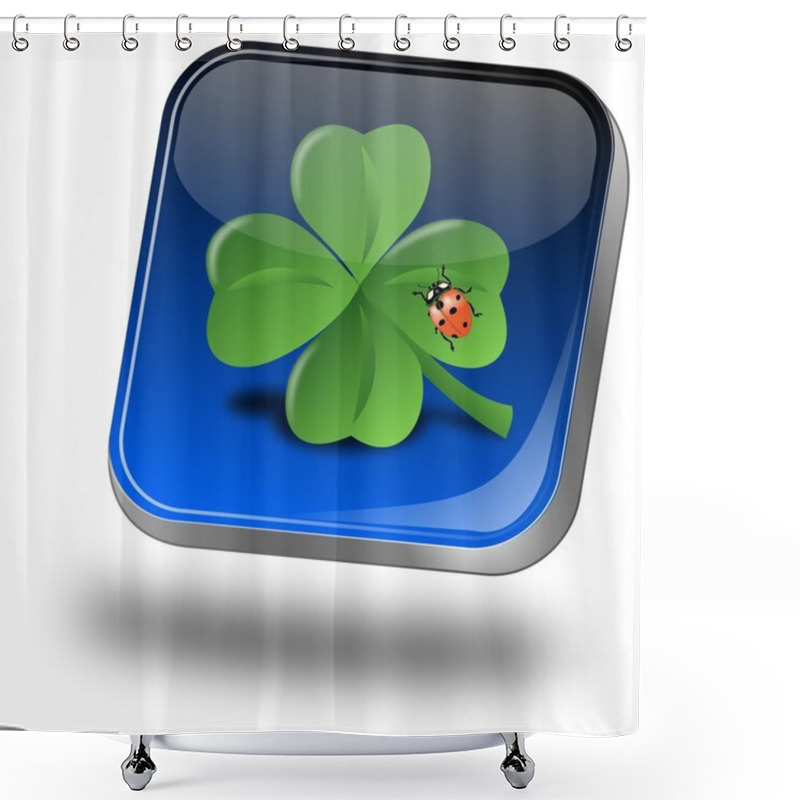 Personality  Button With Shamrock And Ladybug Shower Curtains