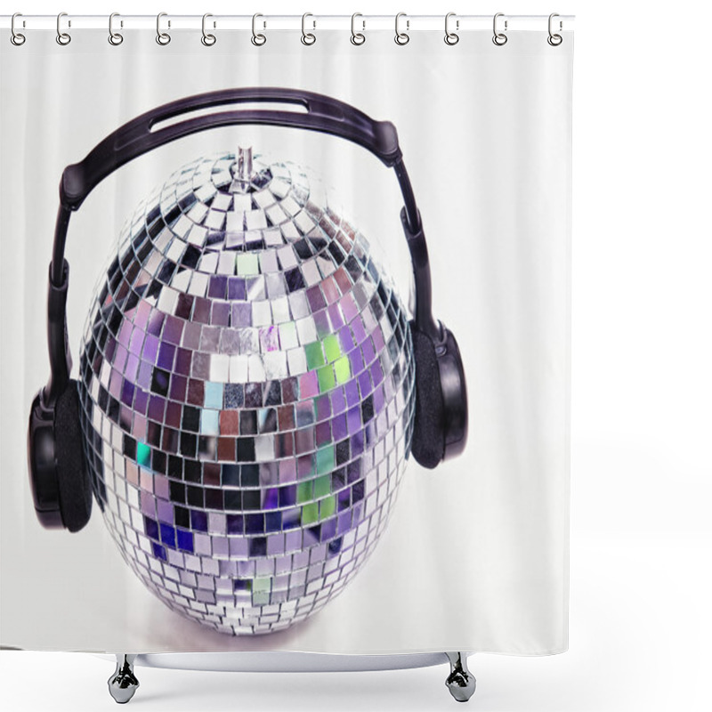 Personality  Disco Ball With Head Phones Shower Curtains